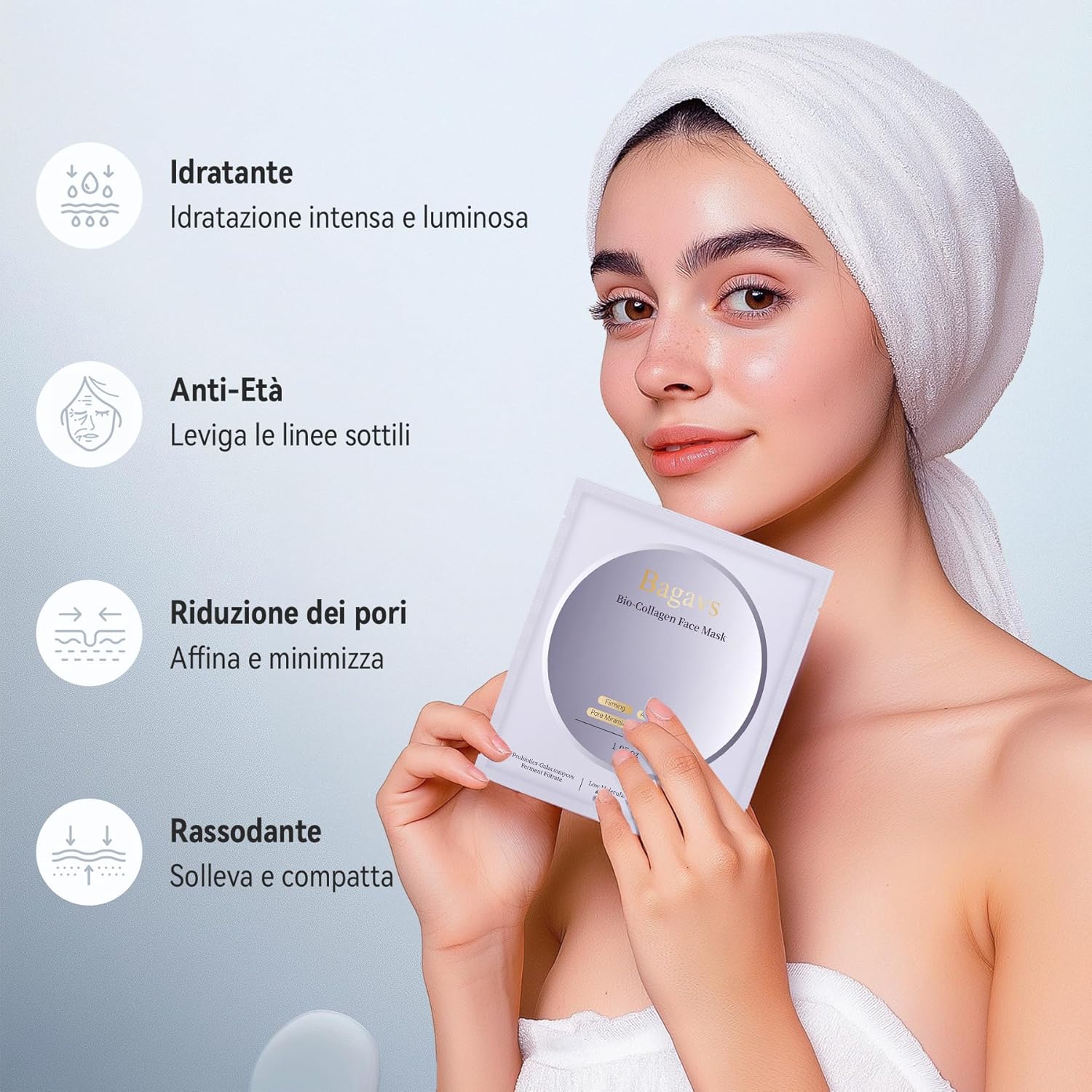 Detalle 2 de Bagavs Maschera viso al collagene 4 confezioni