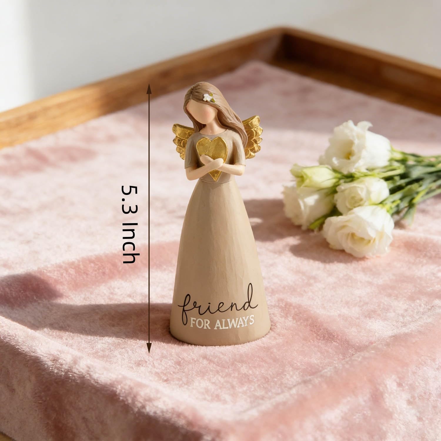 Detalle de DurableDelights Friend for Always Angel Figurine, Taupe Resin Keepsake