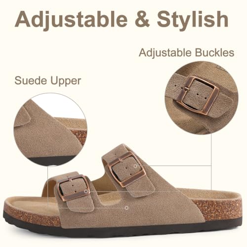 Detalle 2 de KIDMI Women Vegan Sandals Arch Support Cork Footbed Slide, Mocha 5