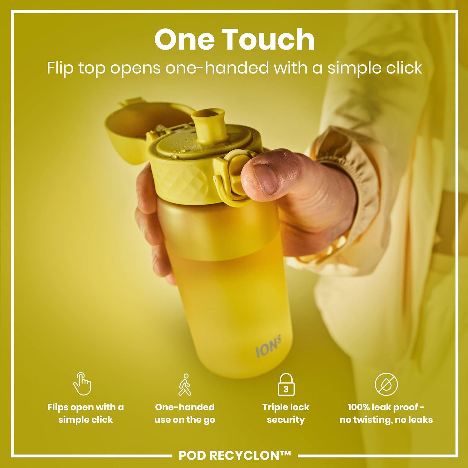 Detalle de Ion8 Kids Water Bottle 350 ml: Leak-Proof, Dishwasher Safe and Carbon Neutral