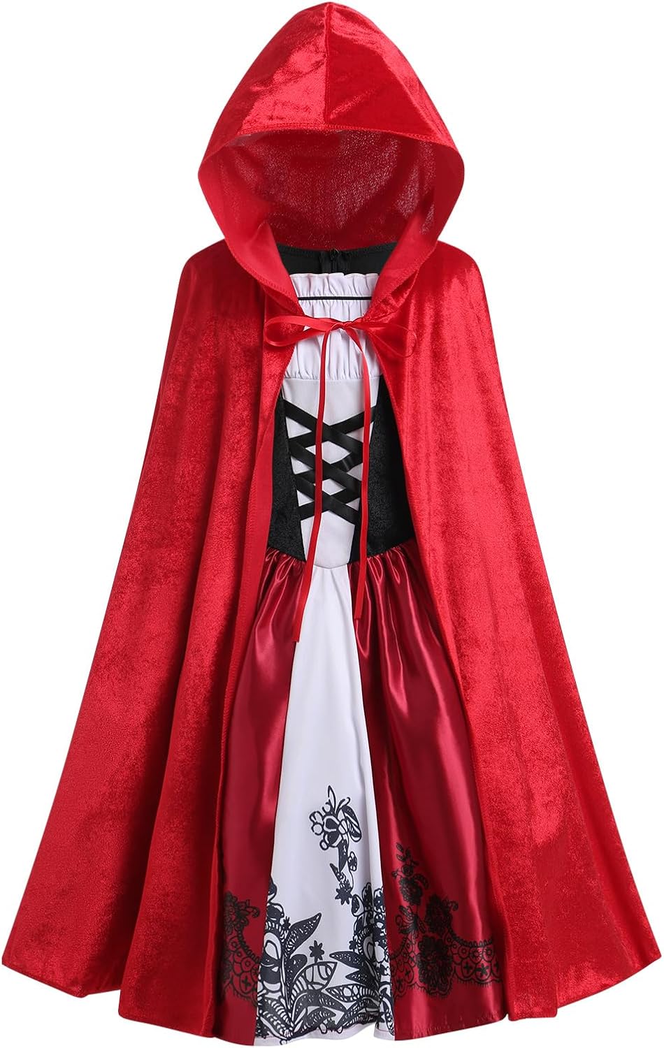 Detalle de IDOPIP Little Red Riding Hood Costume for Girls, 2-Piece Dress and Cape