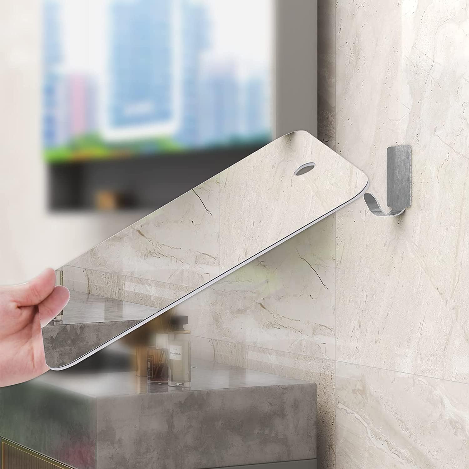 Thumbnail 5 de APHUIME Deluxe Large Fogless Shower Mirror (7.48 in x 11 in) — anti-fog, wall-hanging fog-free shaving mirror