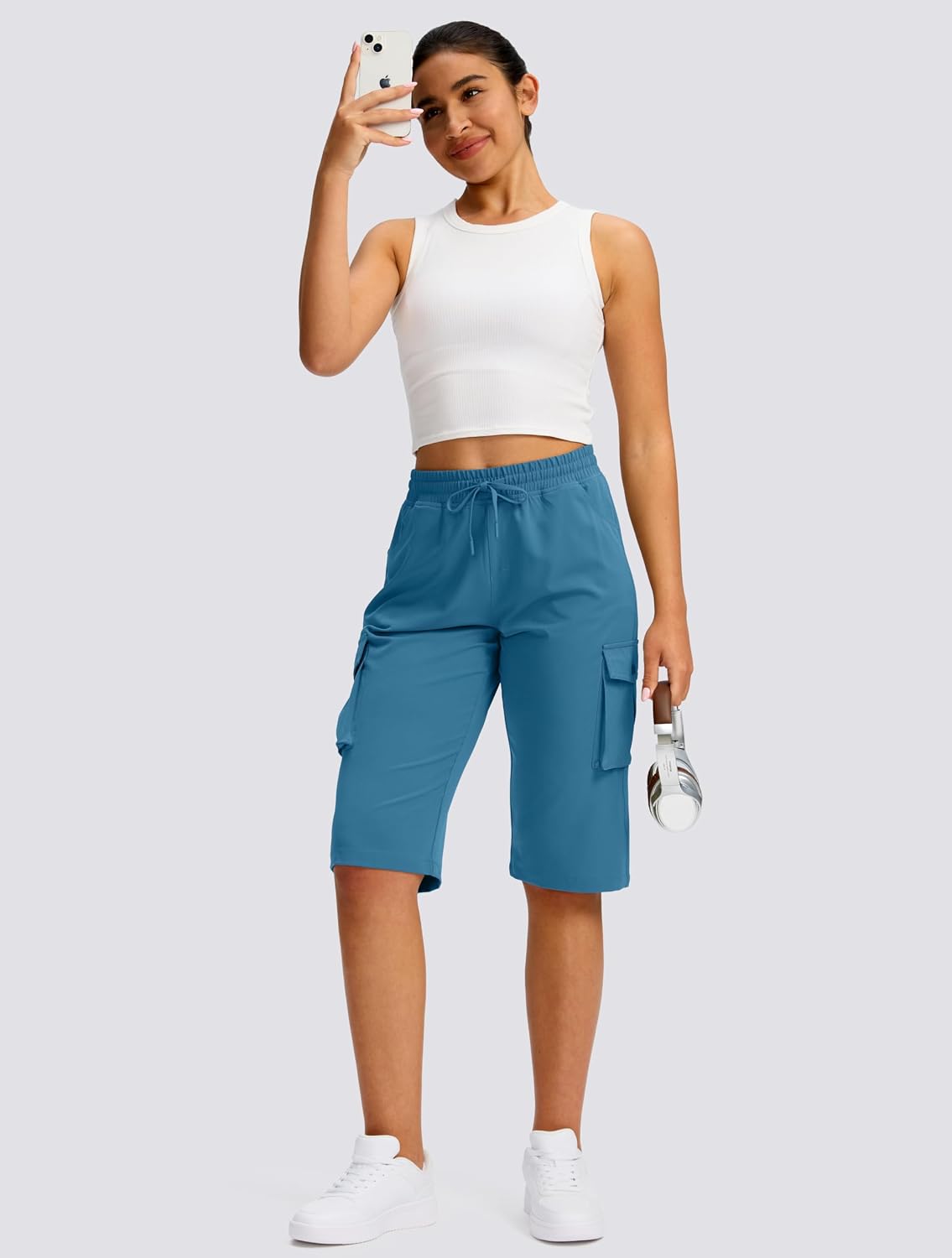 Thumbnail 6 de Viodia 15" Long Cargo Shorts for Women — Lightweight Knee-Length Hiking Bermuda