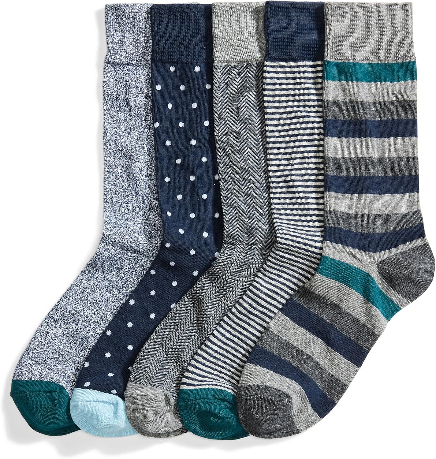 Thumbnail 5 de Amazon Essentials Men's Comfortable Patterned Dress Crew Socks, 5 Pairs