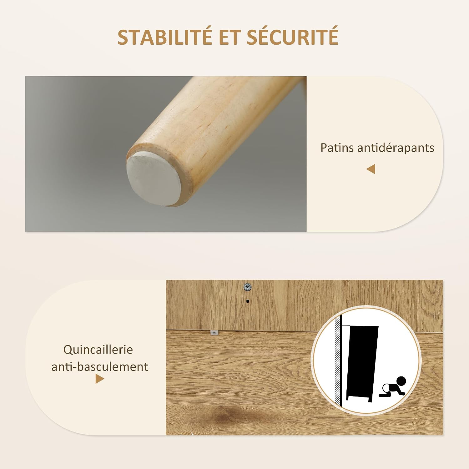 Thumbnail 5 de HOMCOM Buffet Salon bois naturel 120 x 40 x 75 cm