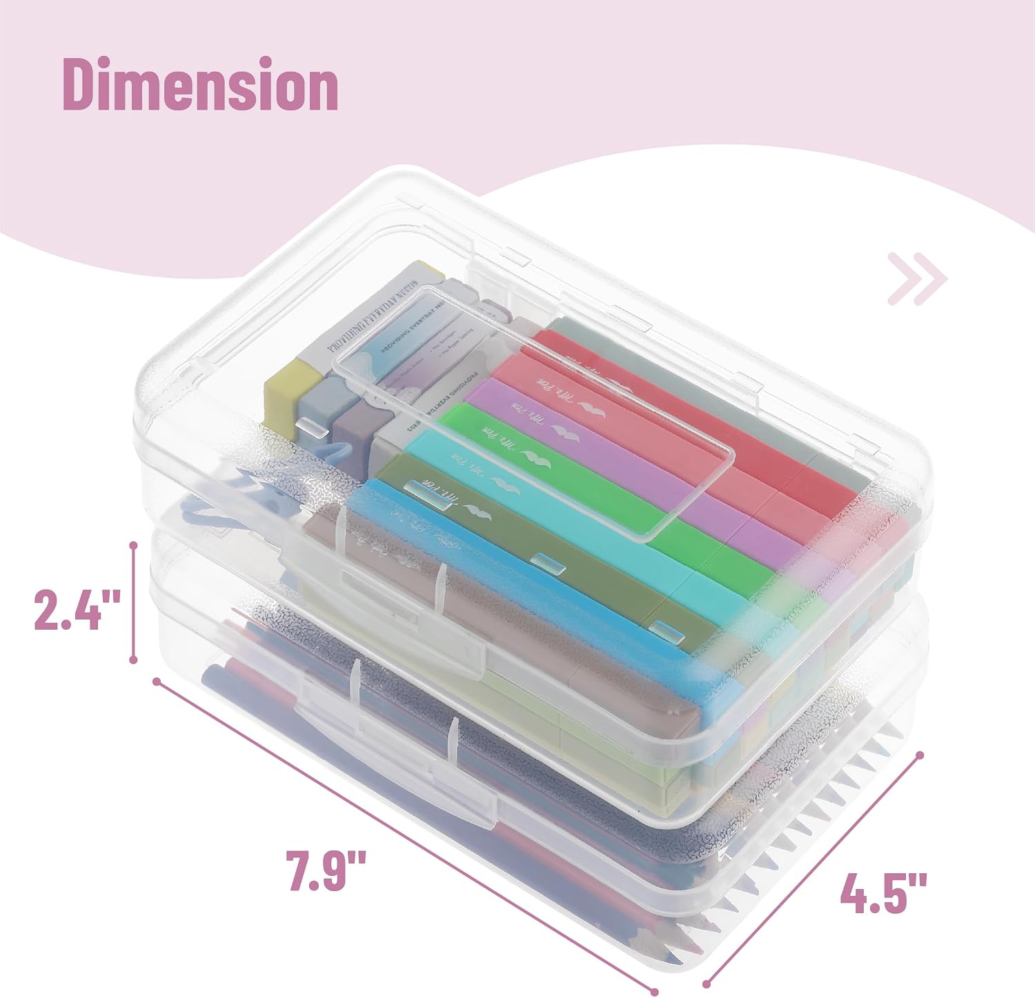 Detalle de Mr. Pen ELAH012M432VCQ Clear Plastic Pencil Boxes, 12-Pack