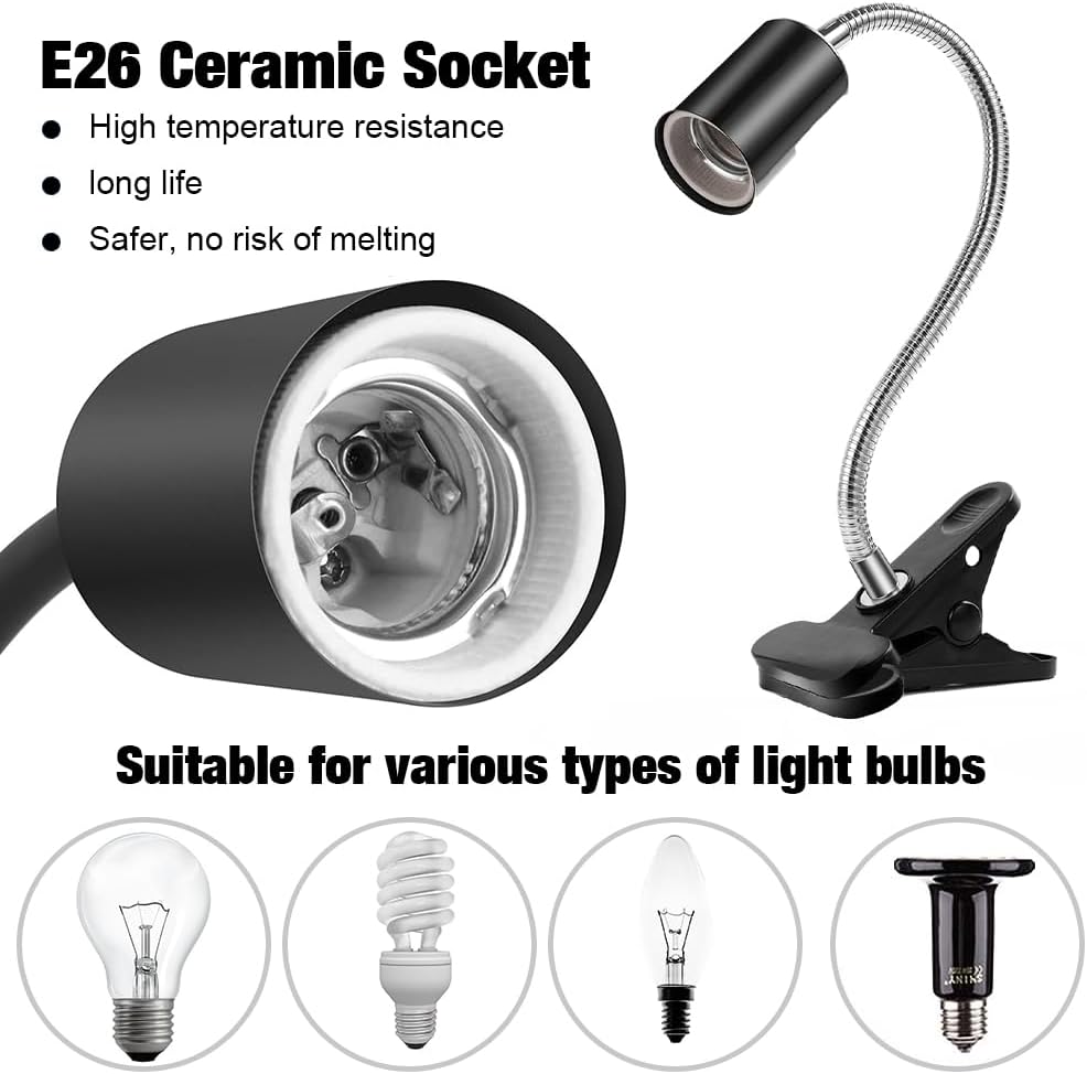 Detalle de mizikuu Tortoise Heat Lamp 50W Reptile Kit with 360° Rotating Clip (E27)