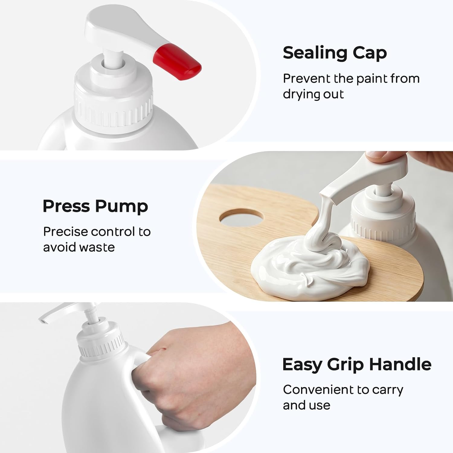 Detalle 2 de Nicpro White Large Acrylic Paint, 69 oz Pump Bottle for Multi-Surface Crafts