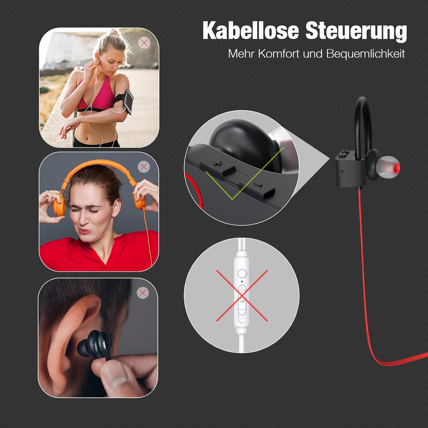 Detalle 2 de NUASI Bluetooth Kopfhörer 16 Stunden Akku
