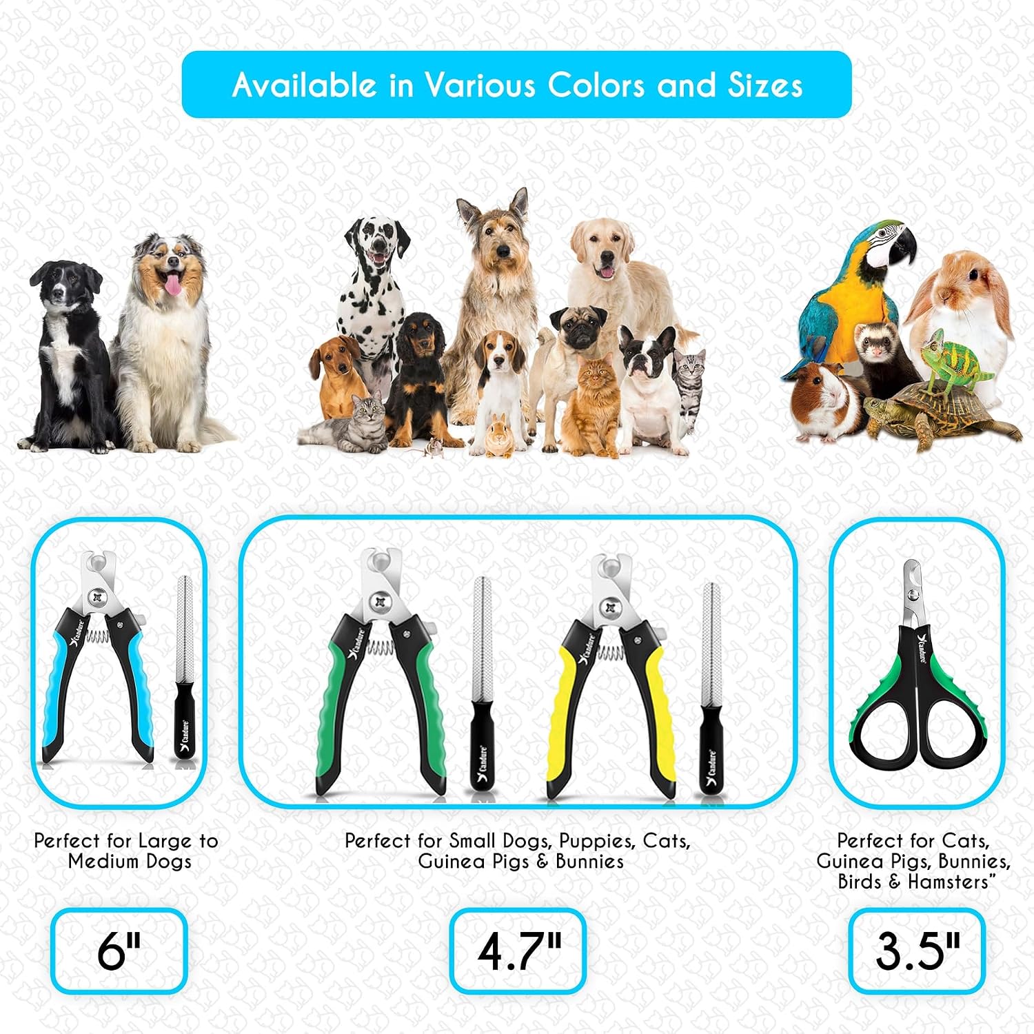 Thumbnail 6 de Candure Profi Krallenschere für Hunde und Katzen – 6" Edelstahl mit Nagelfeile, Sicherheitsmechanismus und Hohe Qualität