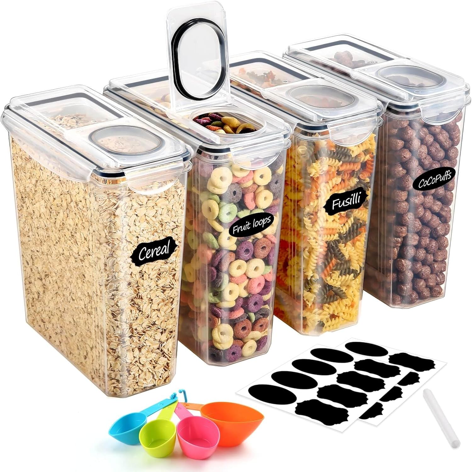 Cereal storage containers 4 pack, 3.7L
