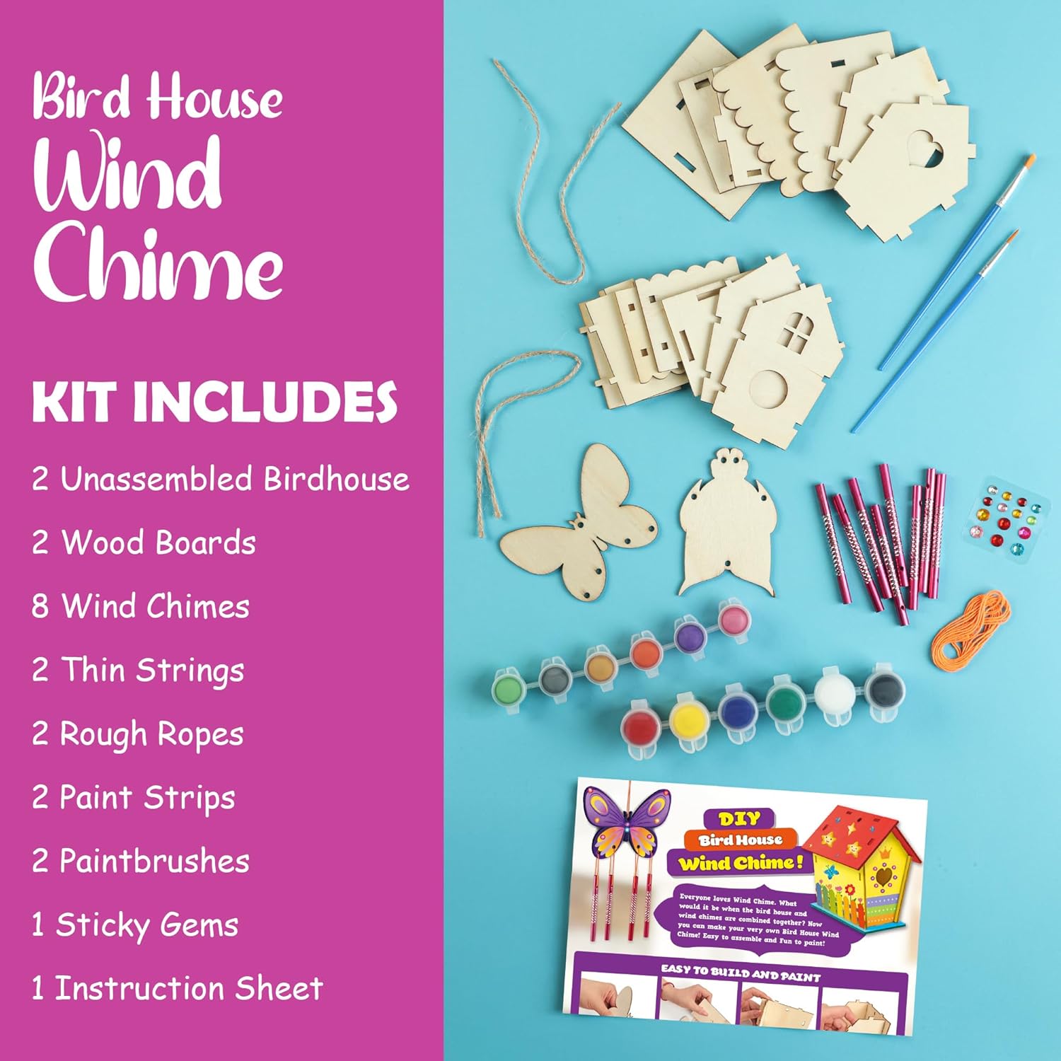 Thumbnail 5 de Byncceh Activité Manuelle Enfant – Kit Bois 2 Maisons d’Oiseaux à peindre