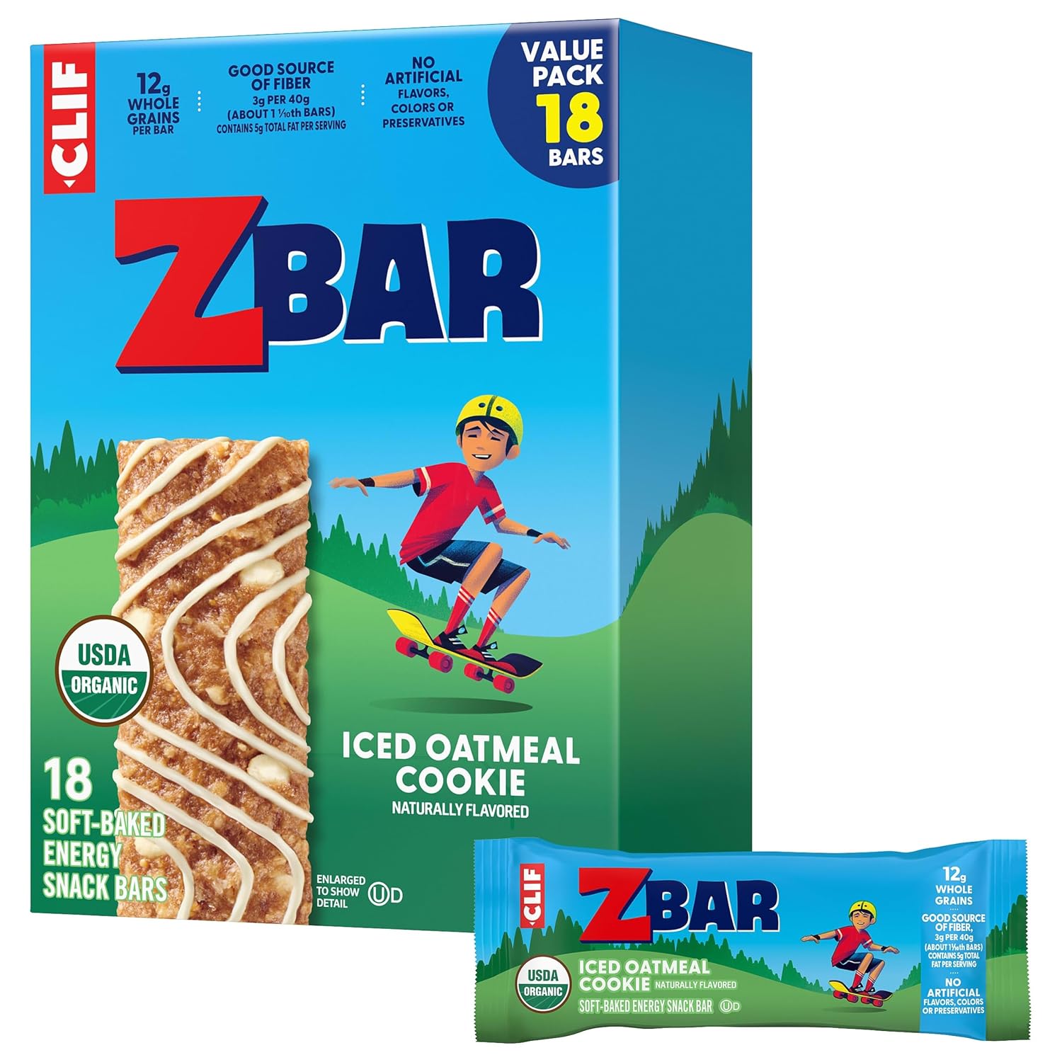 Detalle de CLIF Boyeb Organic Iced Oatmeal Cookie Soft-Baked Snack, 18 oz
