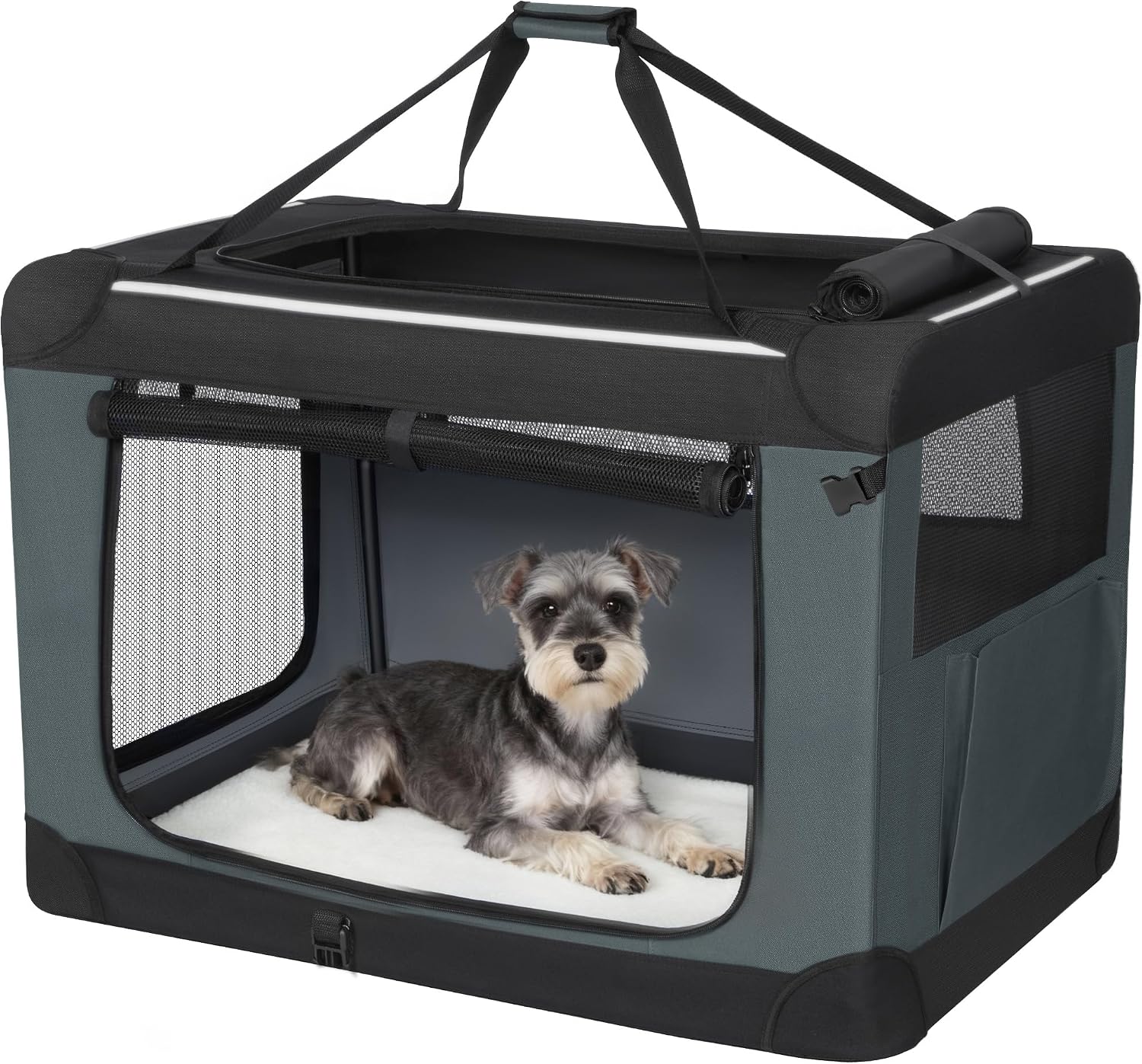 Detalle de Fobyfurny Hundebox Faltbar FPDT001OG1 – Tragbare Transportbox aus 600D Oxford-Gewebe, 60 x 42 x 42 cm
