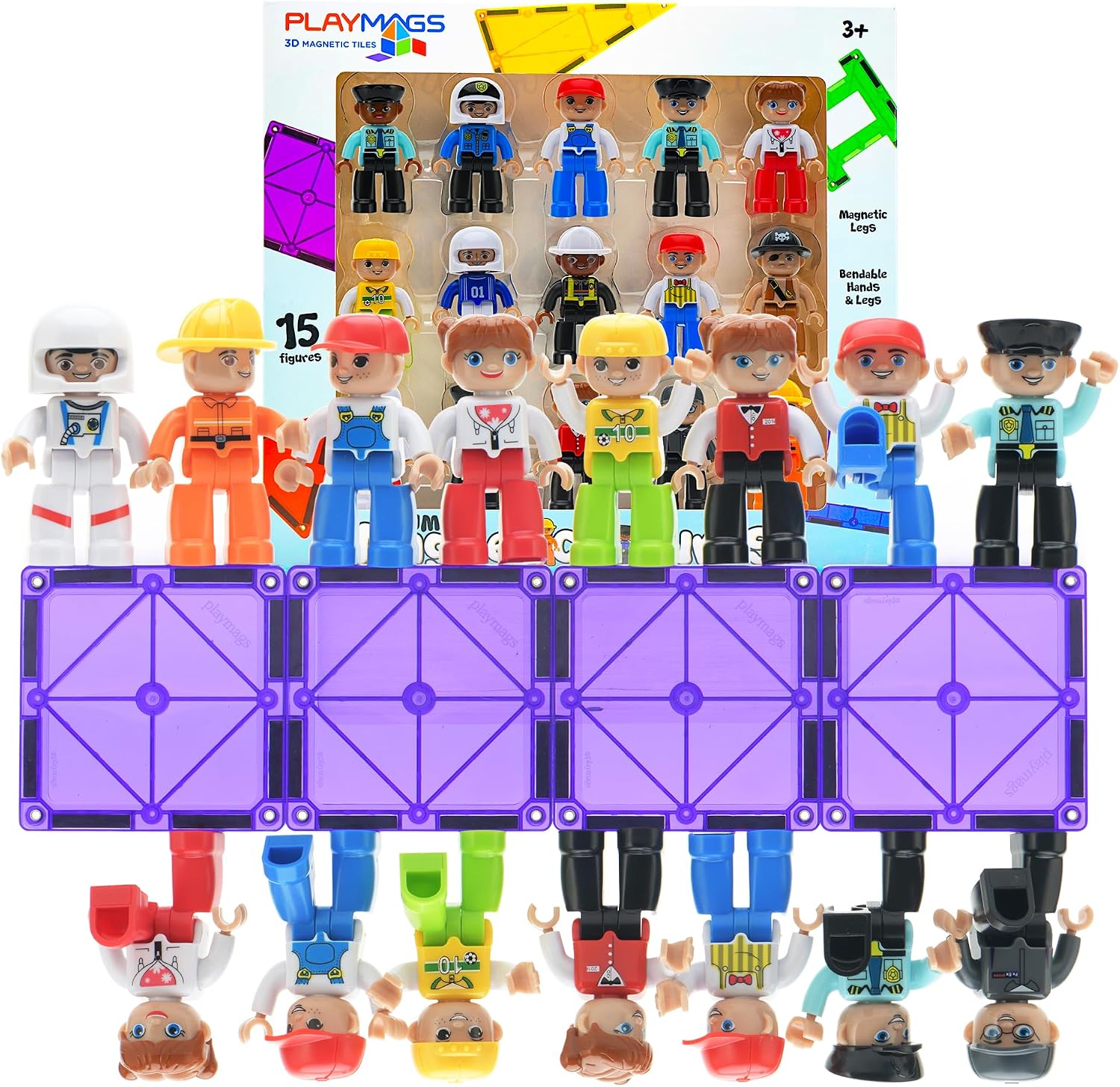 Thumbnail 6 de Playmags Large Magnetic Figures Community Set – 15 magnetycznych figurek, 3 cale