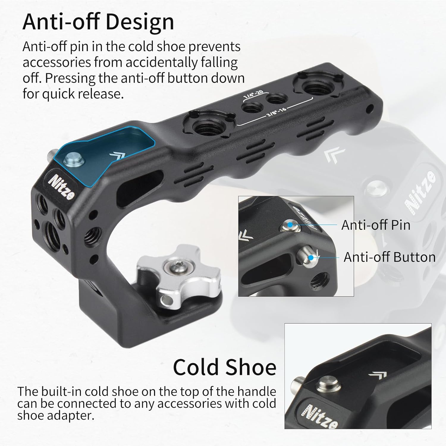 Detalle 2 de Nitze PA28M-D3 Mini Cold Shoe Top Handle