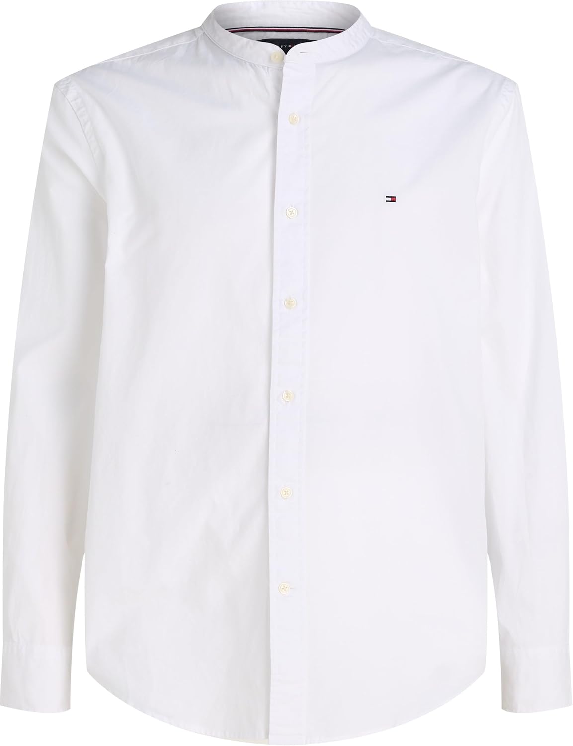 Detalle de Tommy Hilfiger Herren Hemd Flex Poplin Solid Mao Regular Fit – klassisch, bequem und vielseitig
