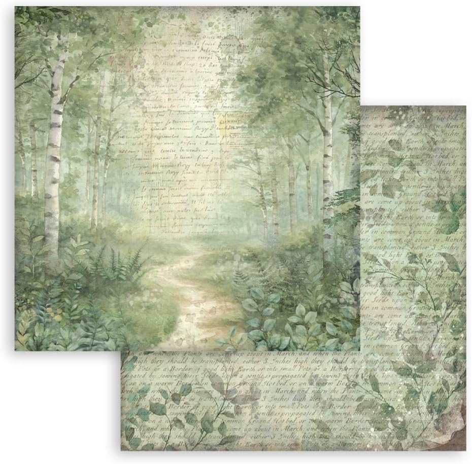 Thumbnail 6 de Stamperia Herbarium Silvae Scrapbook Paper Pad 30,5 x 30,5 cm, carta doppia faccia acid free per scrapbooking, bullet journal e carte