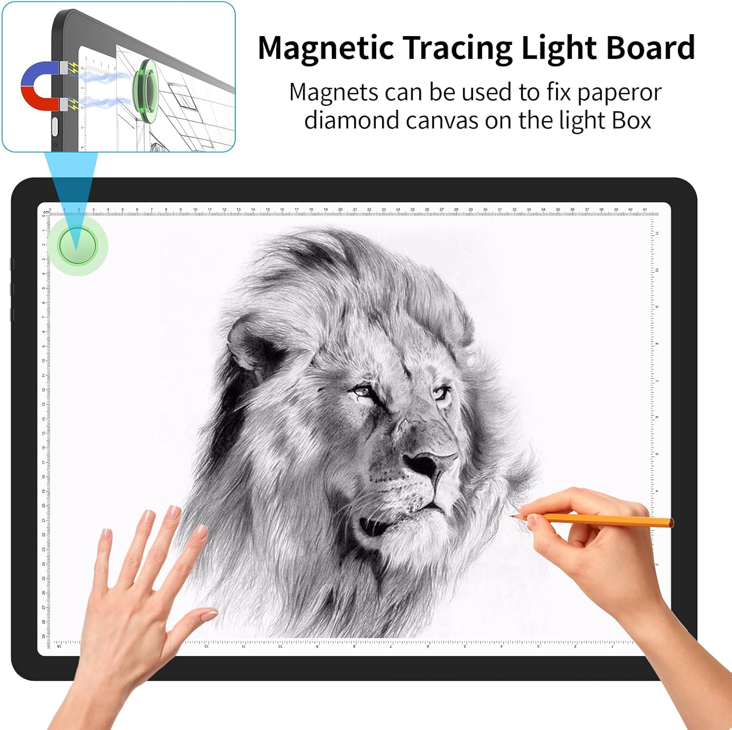 Thumbnail 3 de Phylosal Magnetic A3 Light Pad (Super Bright Light Box) for Tracing & Diamond Art, USB Powered, USB Type C