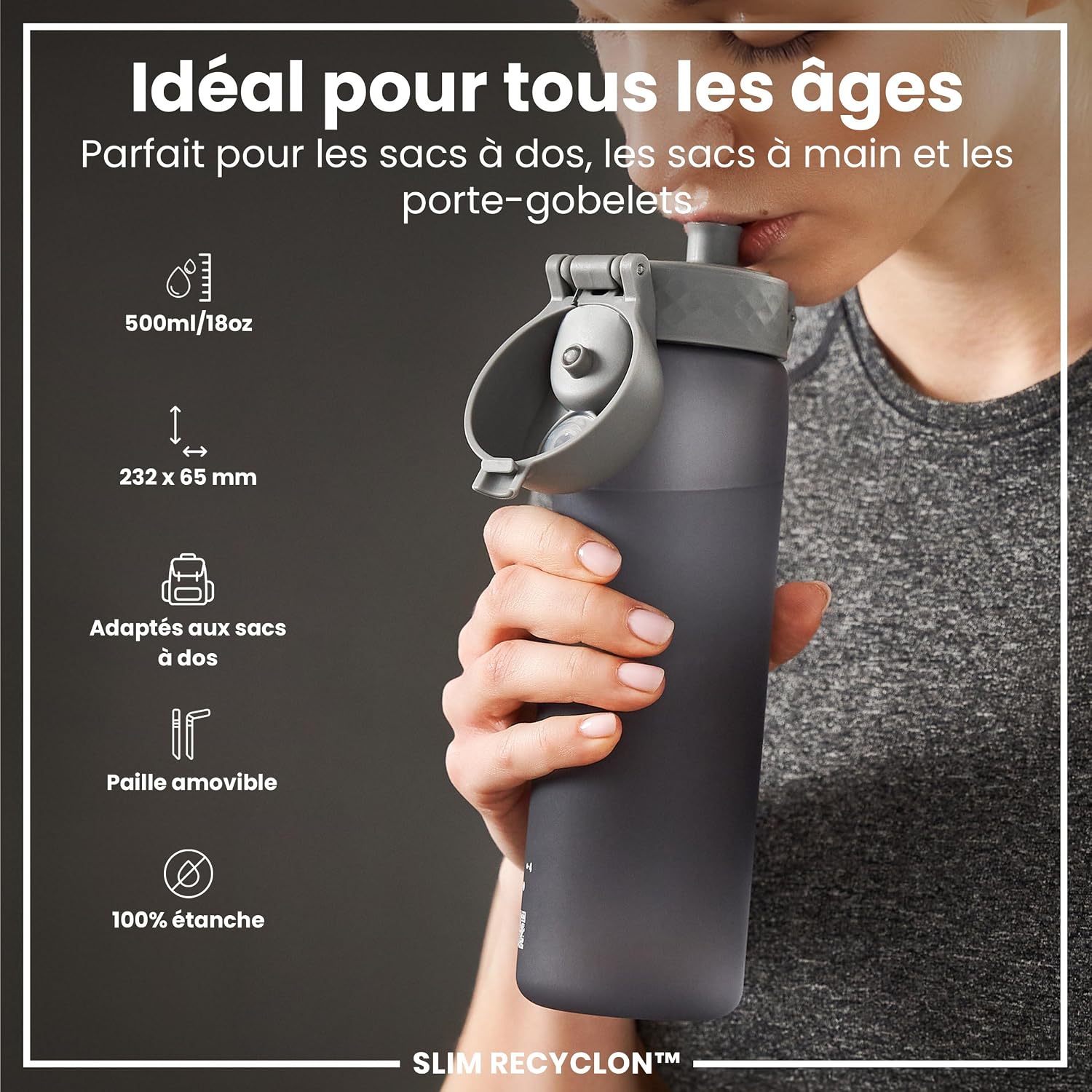Detalle 2 de Ion8 Gourde Paille 500 ml đ„€