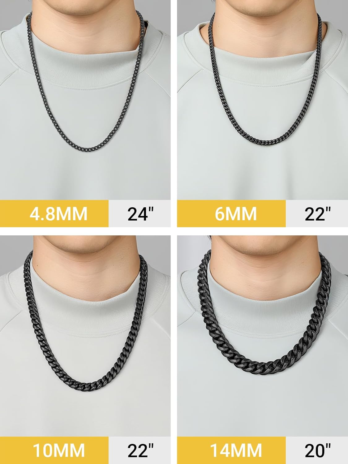 Thumbnail 5 de PROSTEEL Collana Uomo a Catena Cubana Barbazzale Grande – misure 35–75 cm, spessori 5/6/10/14 mm, acciaio inox 316L