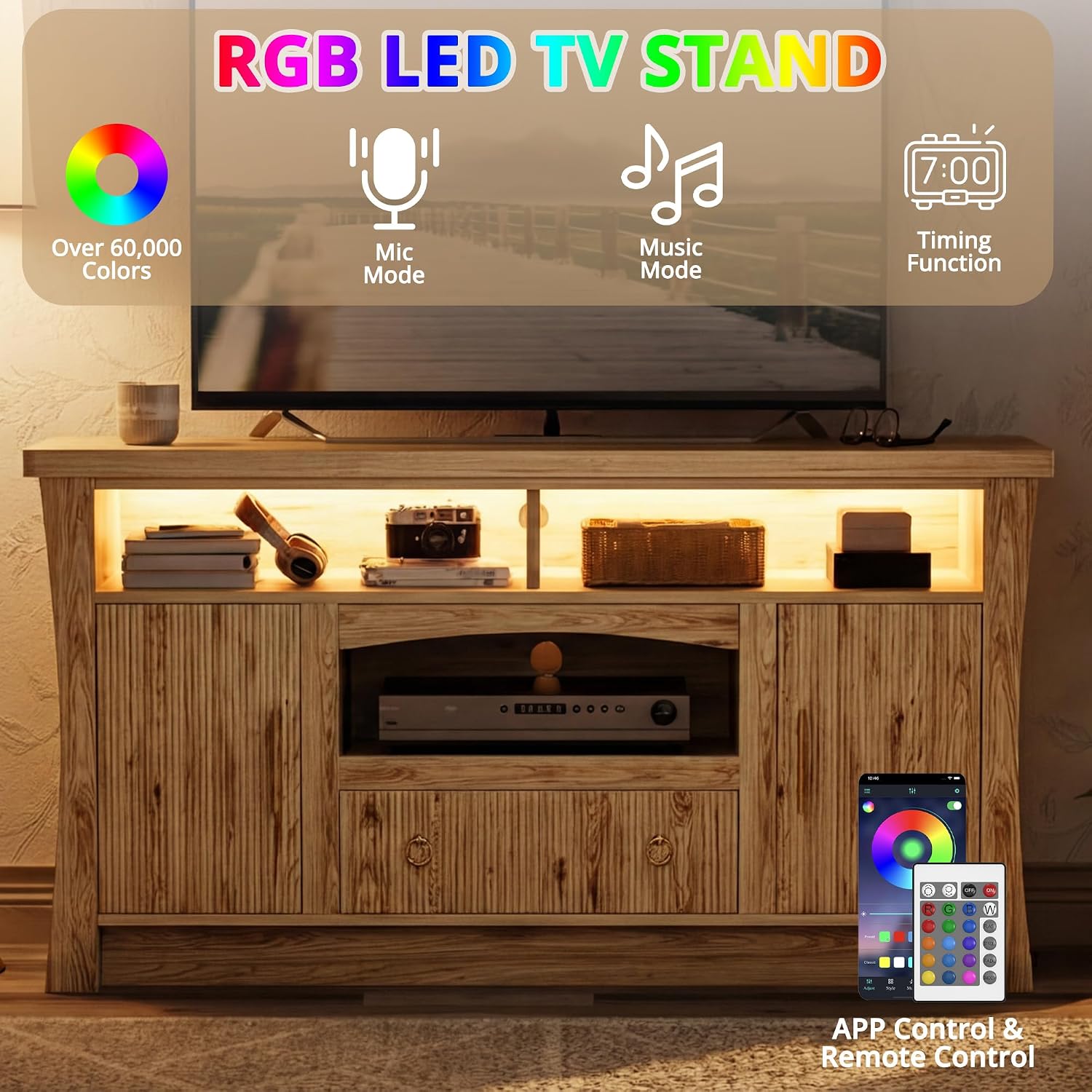 Detalle de LIKIMIO TV Stand for 65-inch TVs