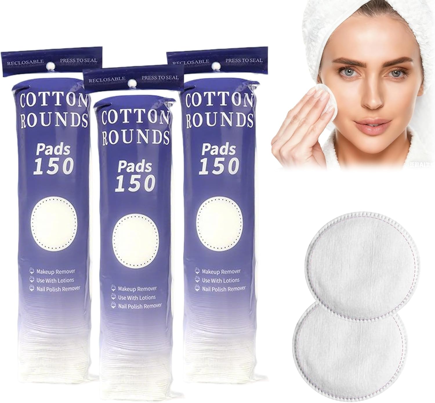 Thumbnail 2 de Tharvolex Luxury Cotton Wool Pads for Skincare – 450 Pack Dual‑Sided Makeup Remover Pads