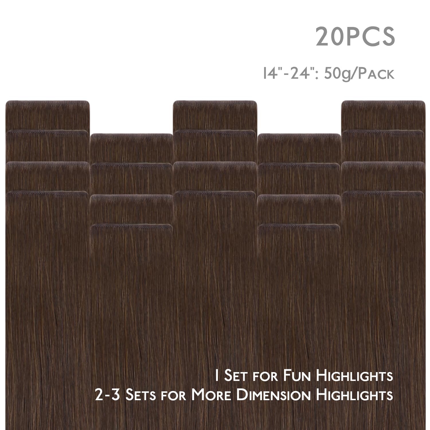 Thumbnail 3 de WENNALIFE Invisi Edge Tape-In Human Hair Extensions (Chocolate Brown) — 20 Inch, 50g, 20pcs