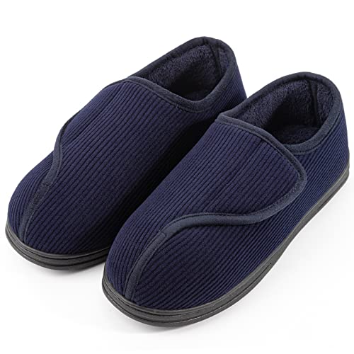 Detalle de LongBay Men's Diabetic Slippers Wide Fit Memory Foam Cosy – Navy Blue (10UK)