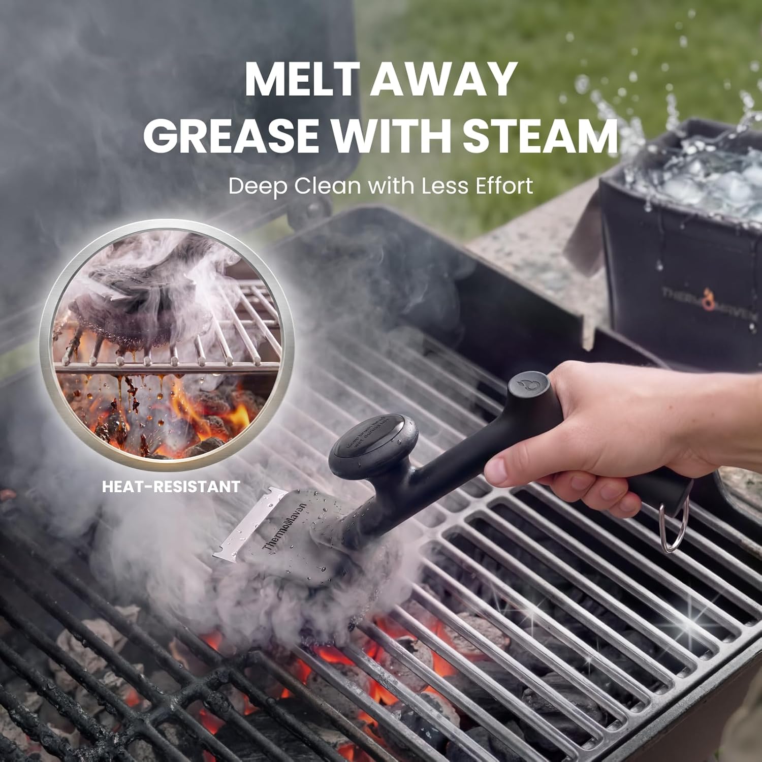 Thumbnail 1 de ThermoMaven Bristle-Free BBQ Grill Brush - 17" Steam-Powered, Safe & Replaceable Heads