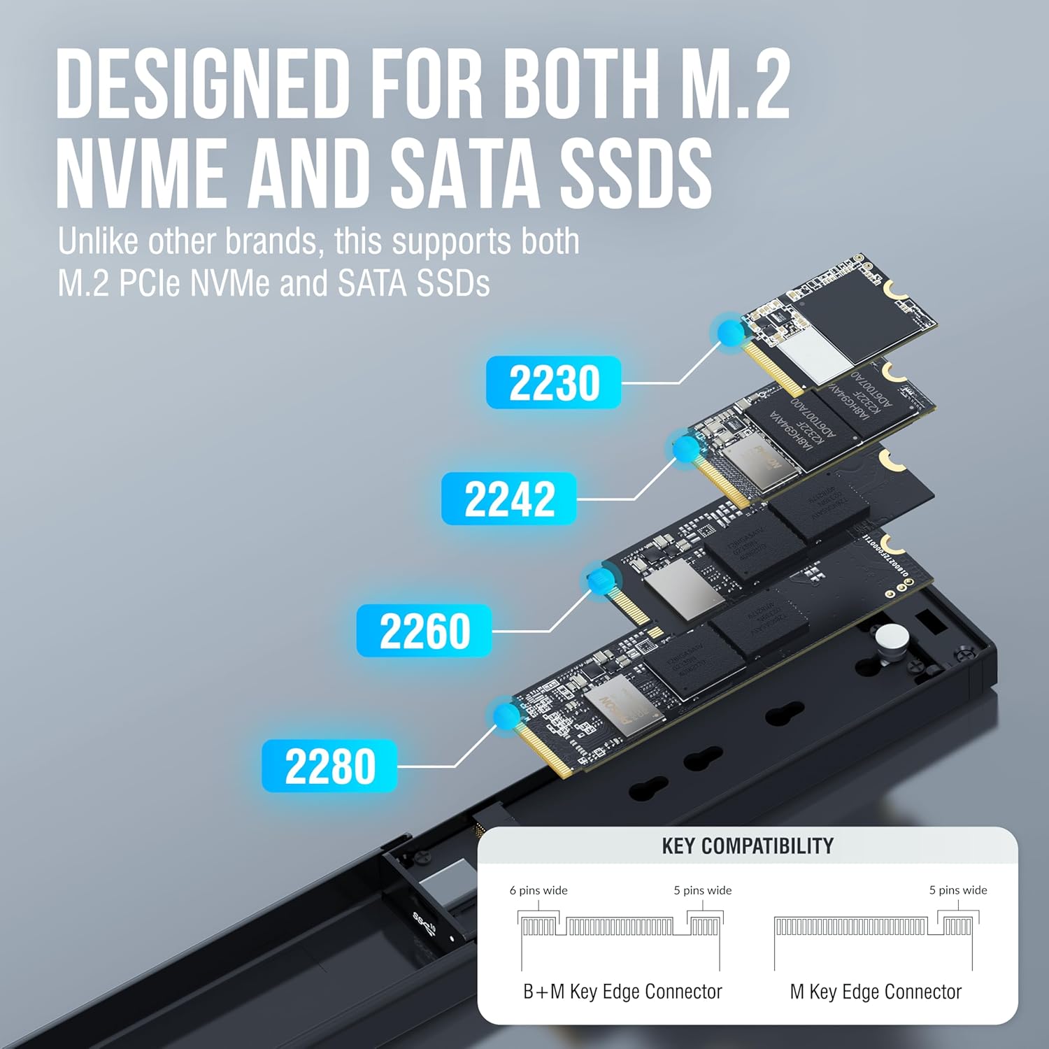 Detalle de Sabrent EC-SNVE USB 3.2 M.2 NVMe/SATA SSD Enclosure