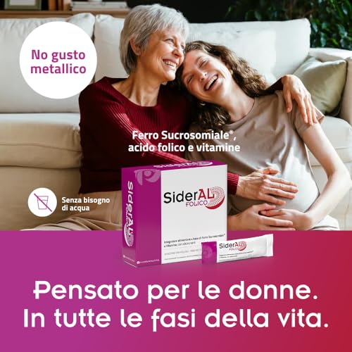 Detalle de SiderAL Folico di Pharmanutra: ferro succrosomiale con folato attivo, D3 e B12 per la salute femminile
