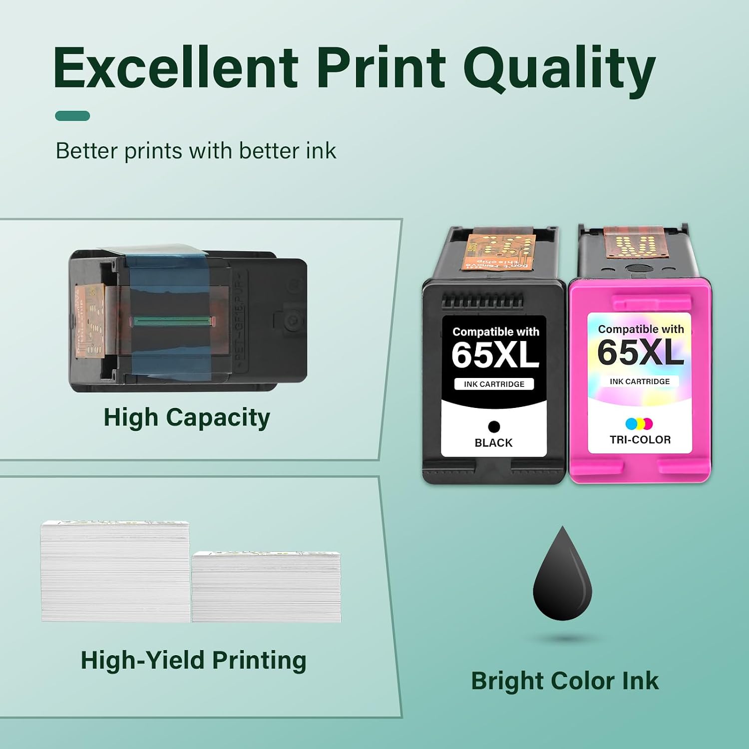 Detalle 2 de Cool Toner ink 65 65XL black and color combo pack Remanufactured Ink Cartridges