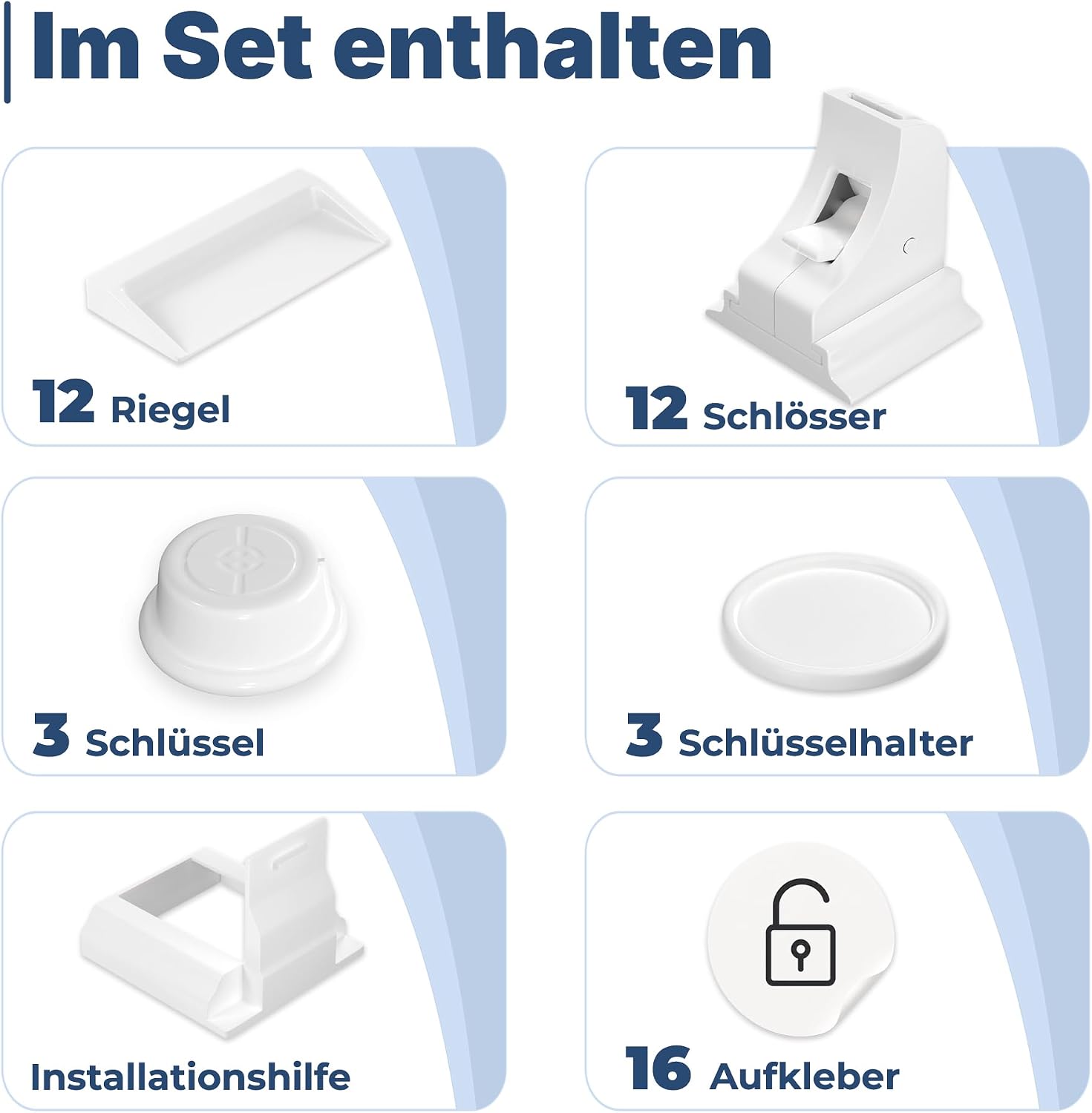 Thumbnail 6 de Hoffenbach Magnetische Kindersicherung 12 Schlösser + 3 Schlüssel – unsichtbar, ohne Bohren