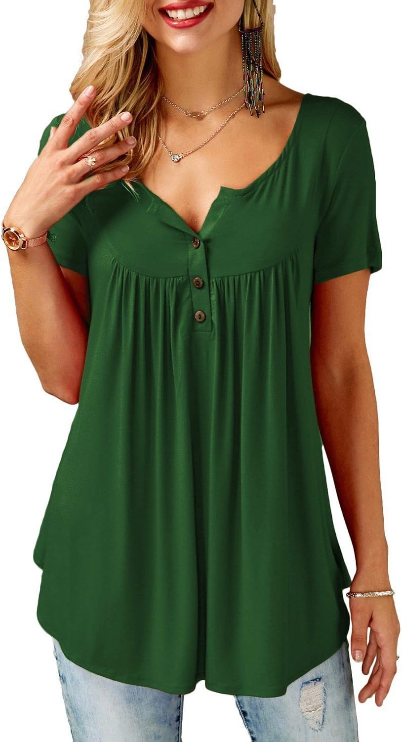 Detalle de Bequemer Laden Femme – Tunique chemisier T-shirt à col V, manches courtes et coupe ample