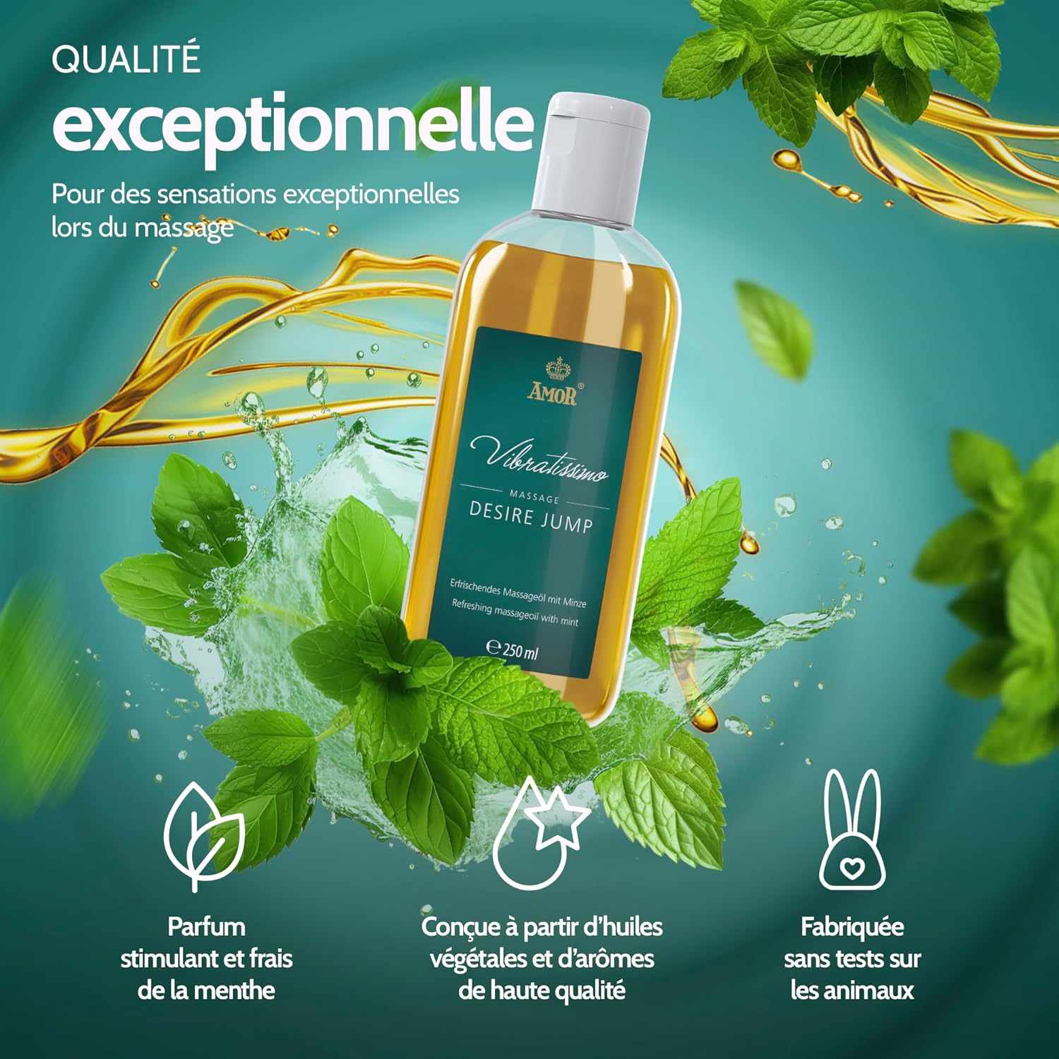 Thumbnail 3 de Vibratissimo Desire Jump 250 ml, huile de massage