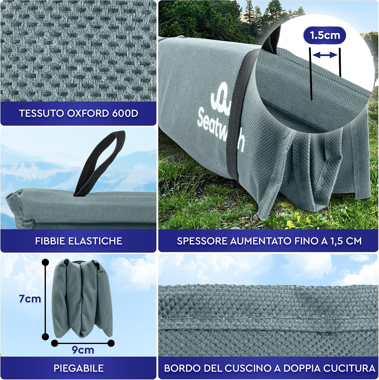 Thumbnail 4 de Seatwith Cuscino da Stadio Pieghevole 35x35 cm: comfort portatile per outdoor