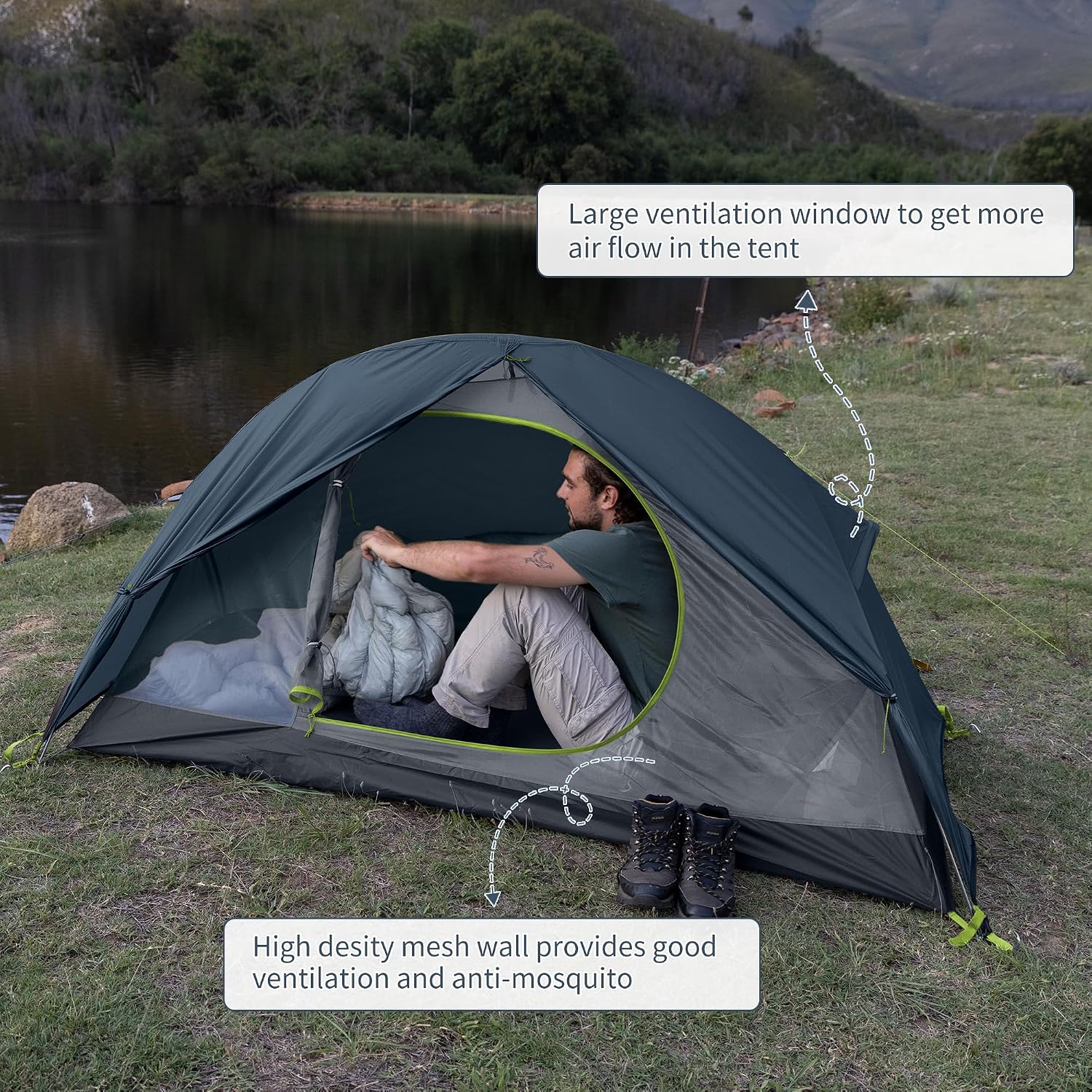 Thumbnail 4 de Naturehike NH18A095-D trekkingtent voor 1 persoon, vrijstaand en waterdicht