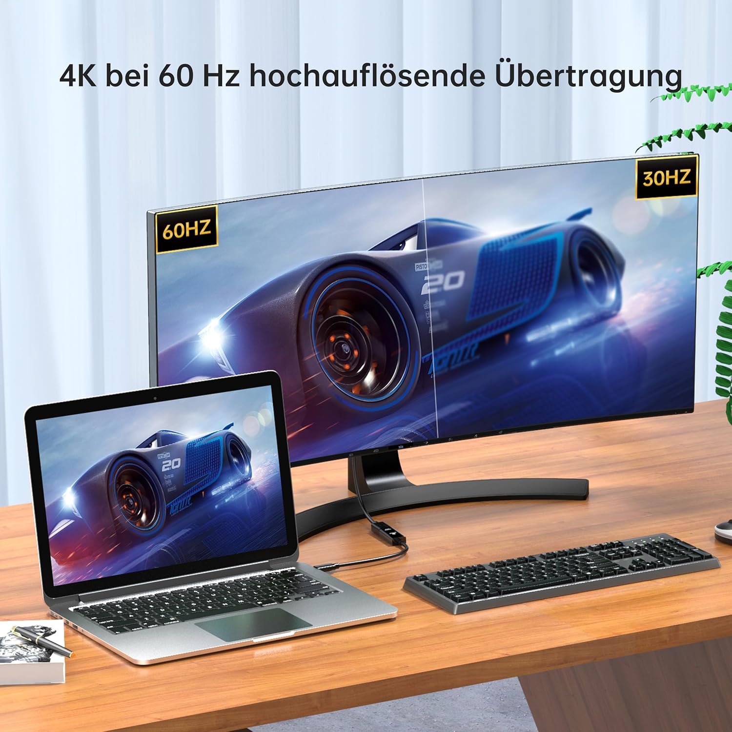 Thumbnail 2 de biaze ZH92 USB-C zu HDMI Adapter – 4K/ HDR, Plug & Play für Laptop, PC, TV & Monitor