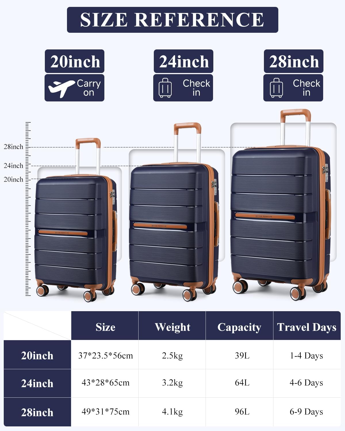 Detalle de British Traveller 76 cm resväska i PP med hårt skal, TSA-lås och 101 l