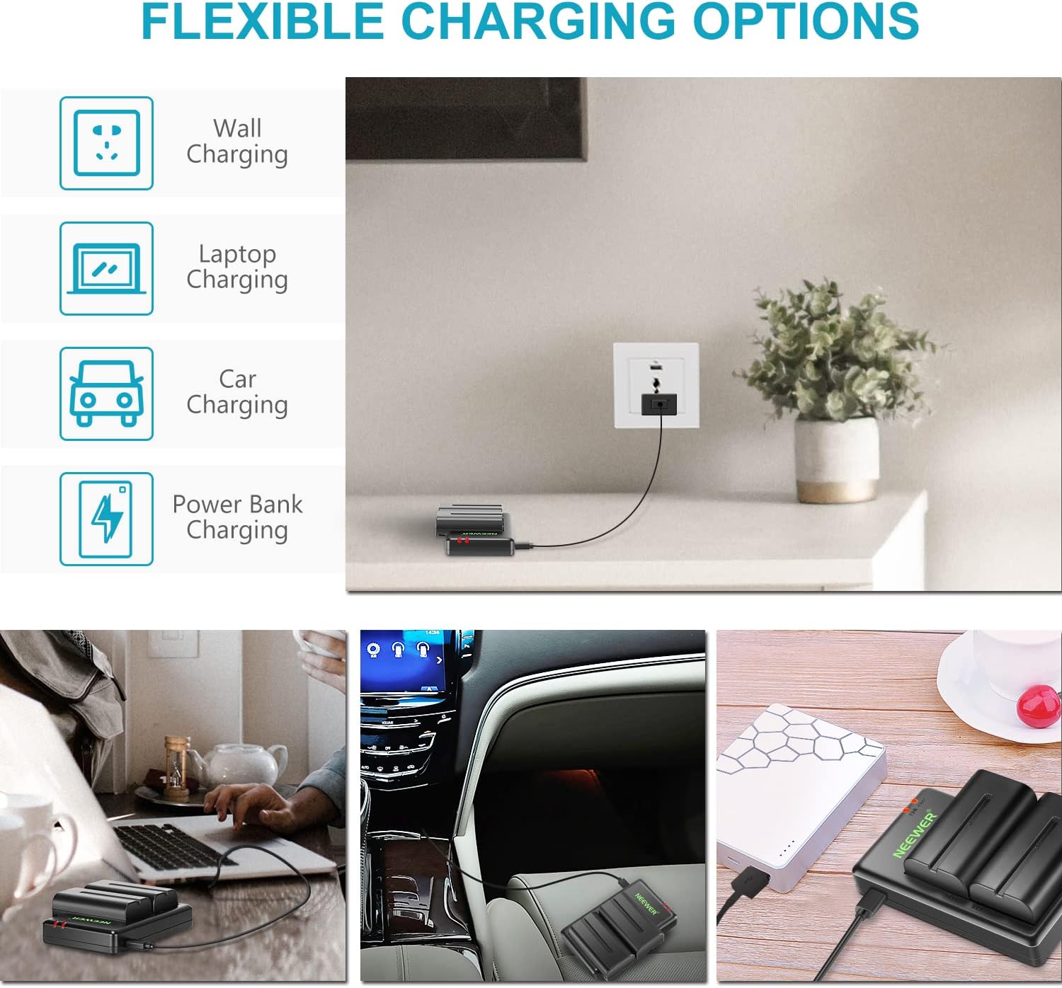 Thumbnail 4 de NEEWER set batterie NP-F550 (2x) e caricatore USB doppio slot con monitor LED