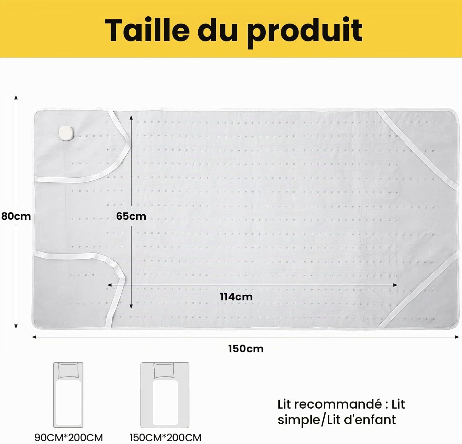 Detalle de TLGREEN EU-MP2410 elektrische bedwarmer 150 x 80 cm, 6 warmtestanden