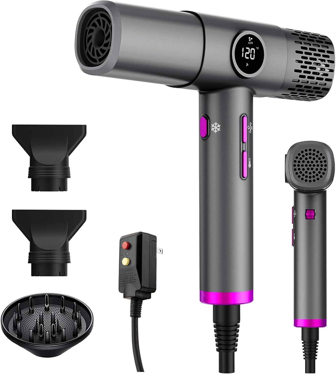 Detalle de Lostrain S2 Ionic Hair Dryer with Diffuser, 5 Heat Settings and 3 Speeds