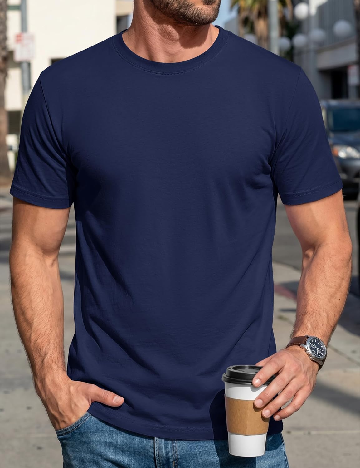 Thumbnail 1 de Cavva Men's Short Sleeve Cotton T-Shirt – Breathable, Everyday Classic