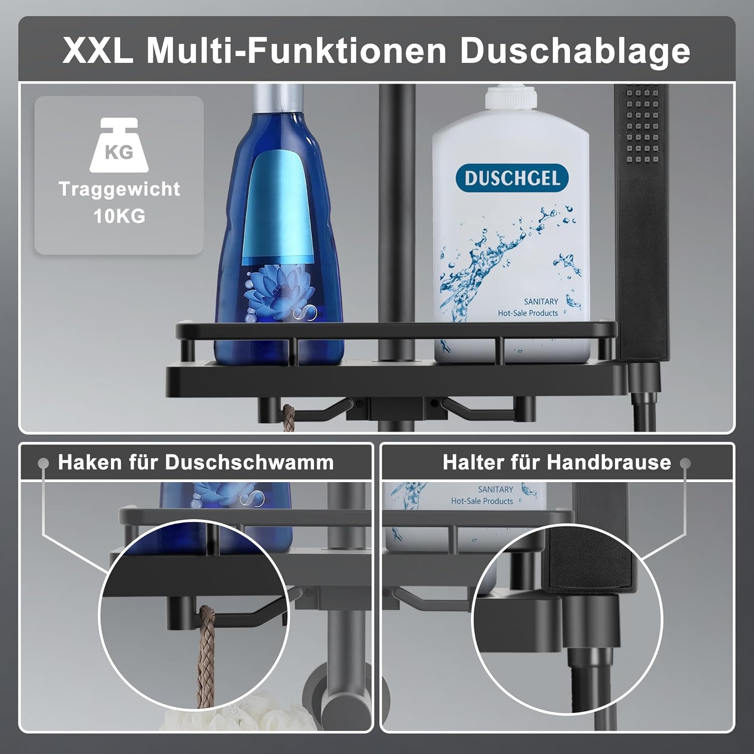 Thumbnail 3 de Görbach Regendusche Duschsystem mit Ablage, wassersparend, Edelstahl ⌚💧