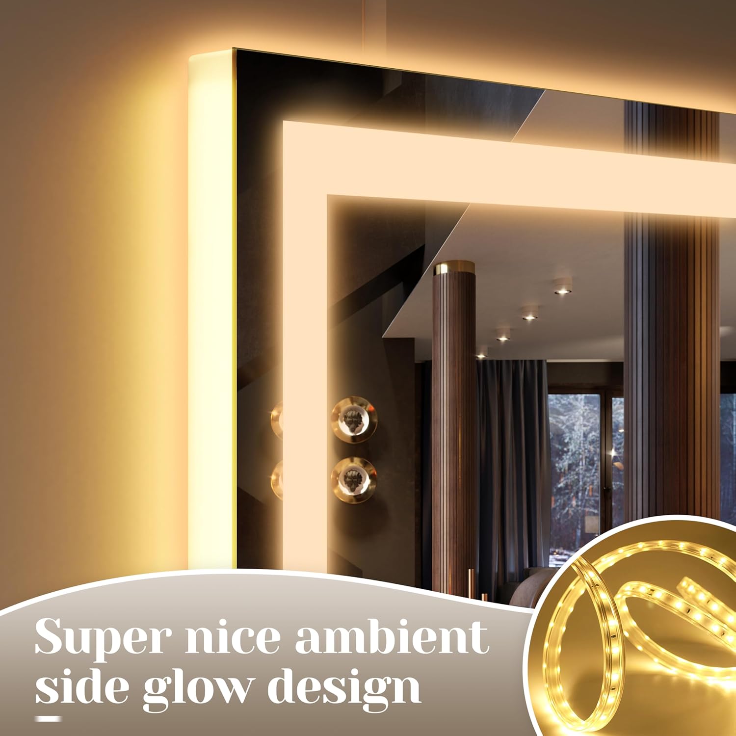 Thumbnail 3 de FENNIO Large Vanity Mirror with Lights (38" x 28") — LED Hollywood-Style Makeup Mirror with 3 Color Modes