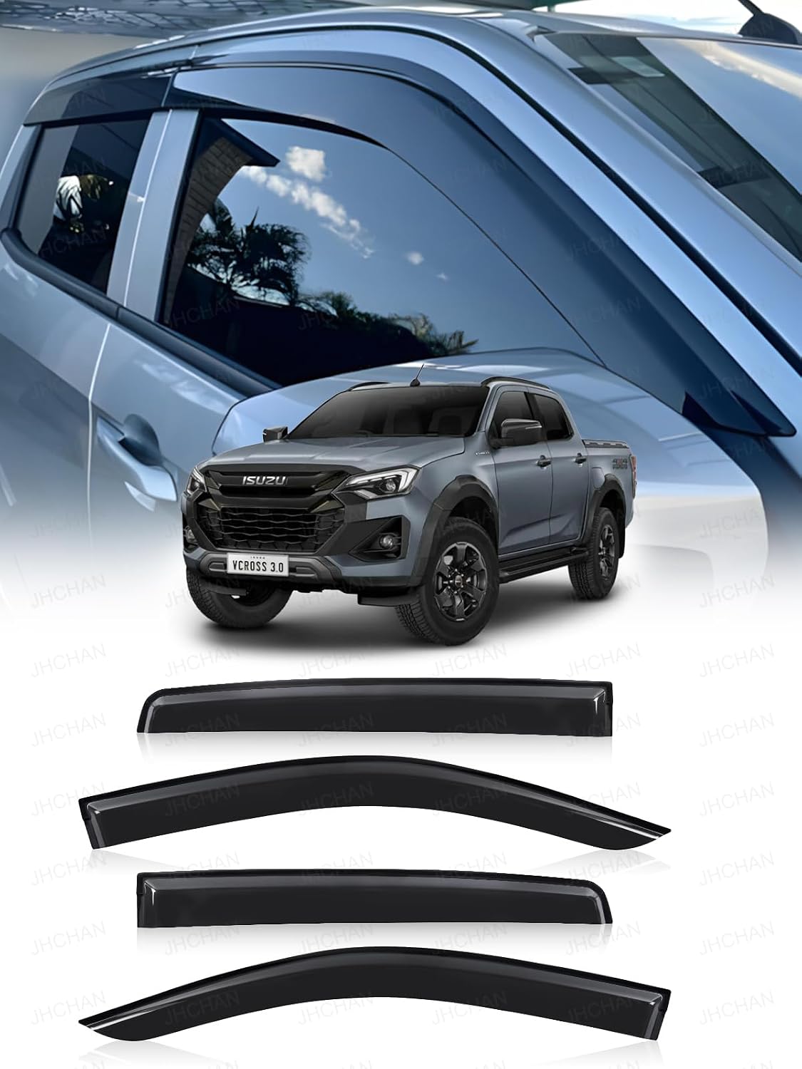 Detalle de JHCHAN Wind Deflectors for Isuzu D-Max MK7 (2026) Double Cab – 4pc Set