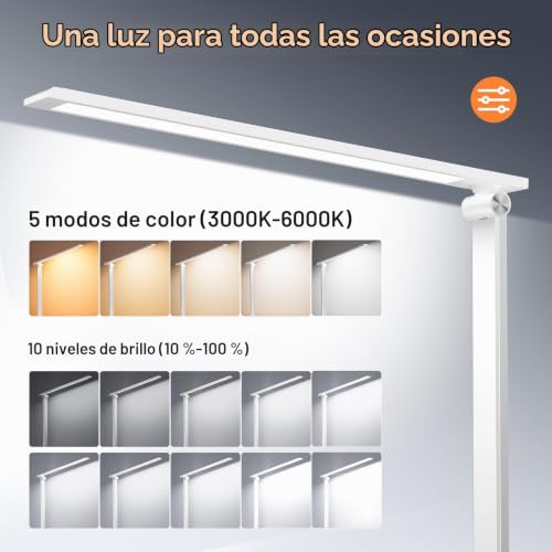 Detalle de Lámpara de Escritorio LED Ylatoial: flexo regulable con 5 modos y 10 niveles de brillo