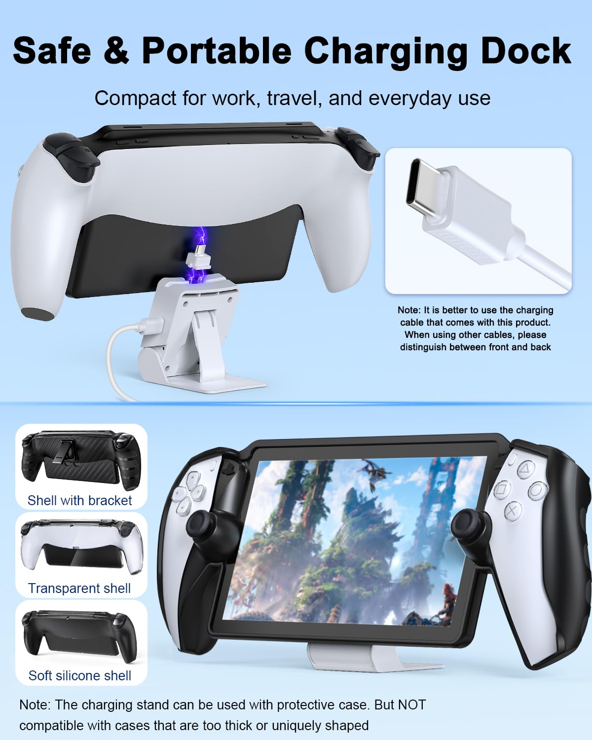 Thumbnail 4 de KOVA 13 in 1 Accessories Set for PlayStation Portal Remote Player (Blue) with Carrying Case, Charging Dock, TPU Shell, Screen Protectors & More