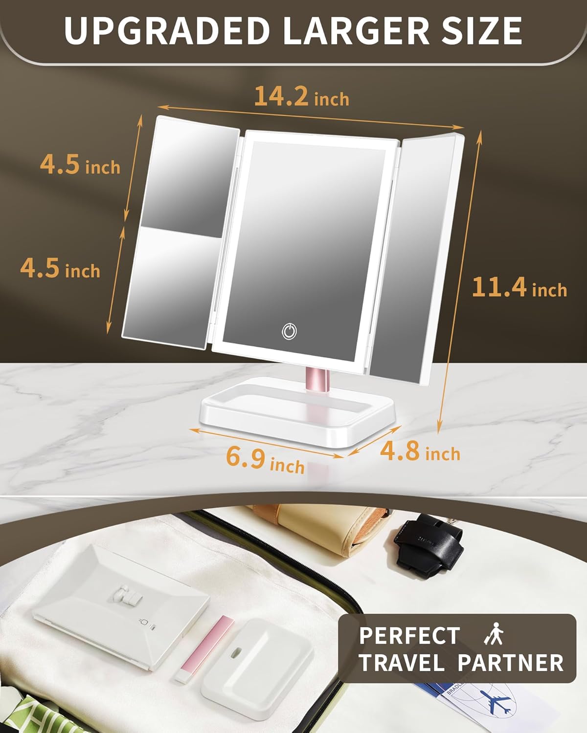 Detalle 2 de BERTHALESS Makeup Mirror 2400 mAh 🪞